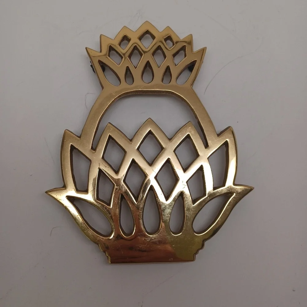 Virginia Metalcrafters Brass‎ Pineapple Trivet 1976 Vintage 10-46 Hospitality